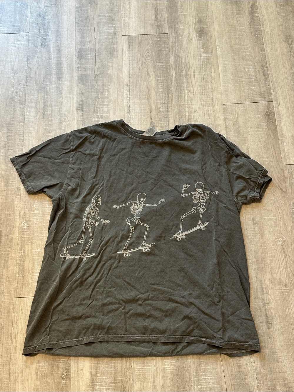 Project Social T Black Tee with White Skate Skeleton Graphic